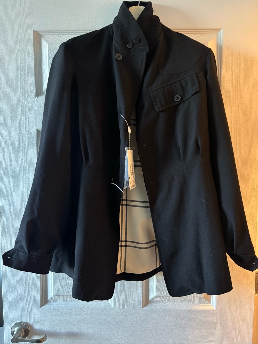 Maison Martin Margiela Reversible Black and Cream Plaid Mixed-Media Blazer